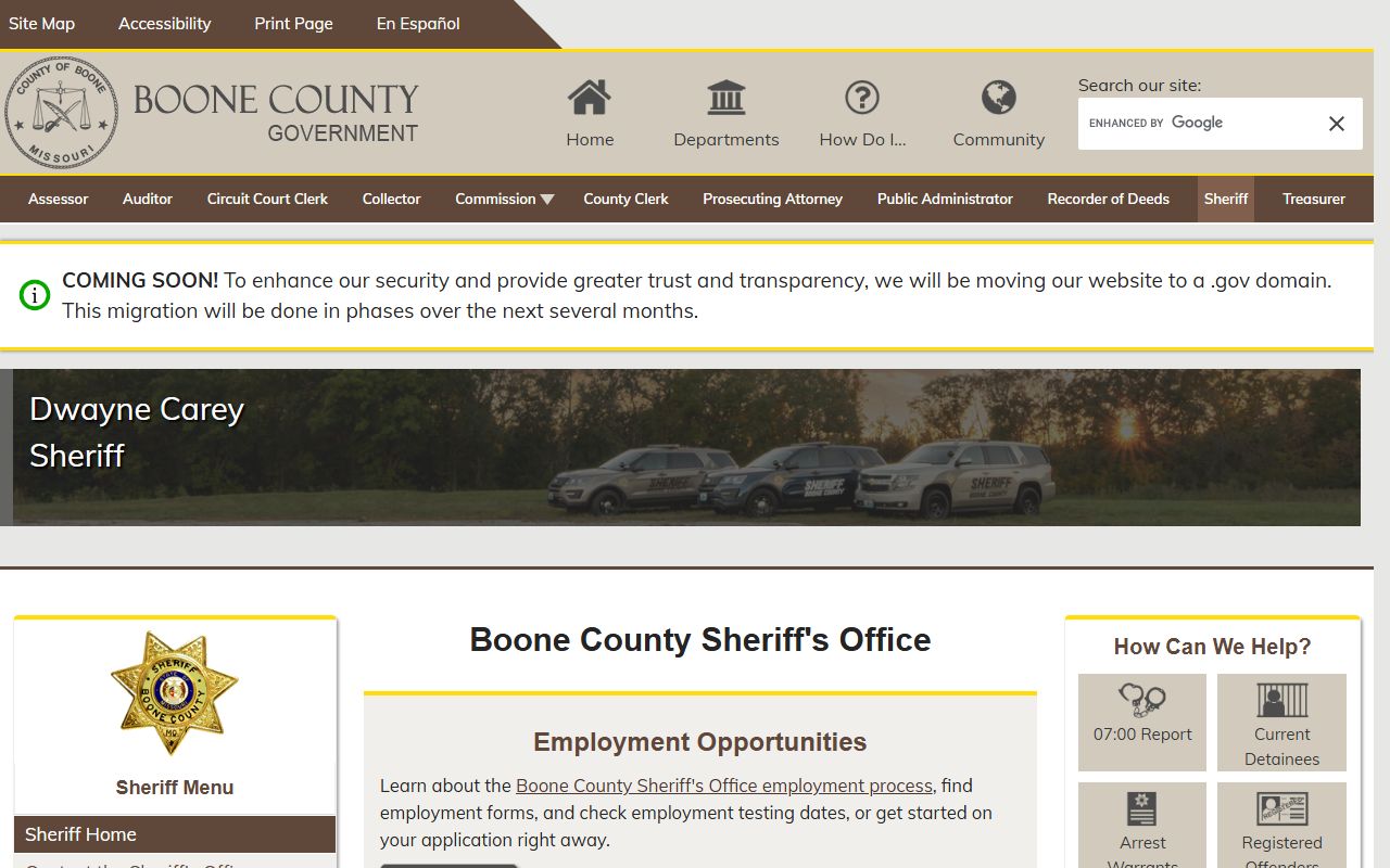 Boone County Sheriff website for Columbia recent bookings