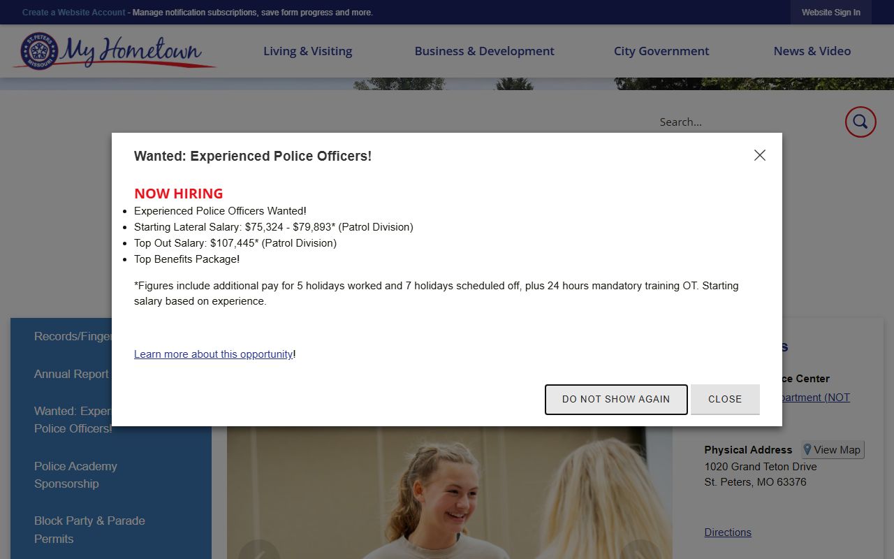 St. Peters Police Department website for recent bookings information