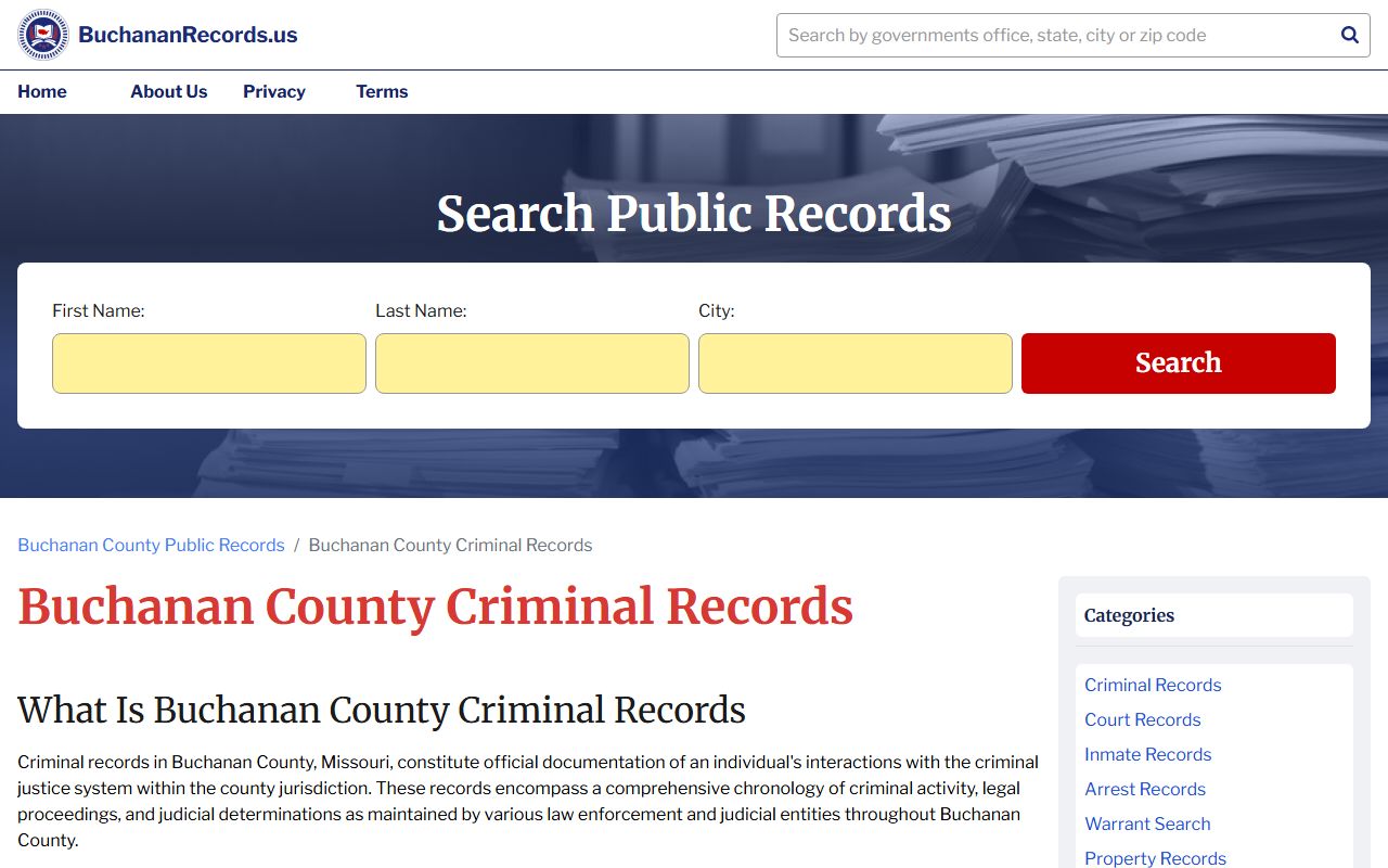 Buchanan County Sheriff criminal records and recent bookings inquiry in St. Joseph