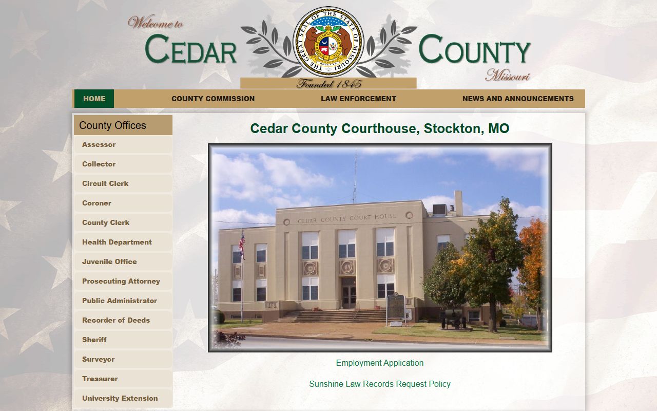 Cedar County Sheriff's Office website for recent bookings information